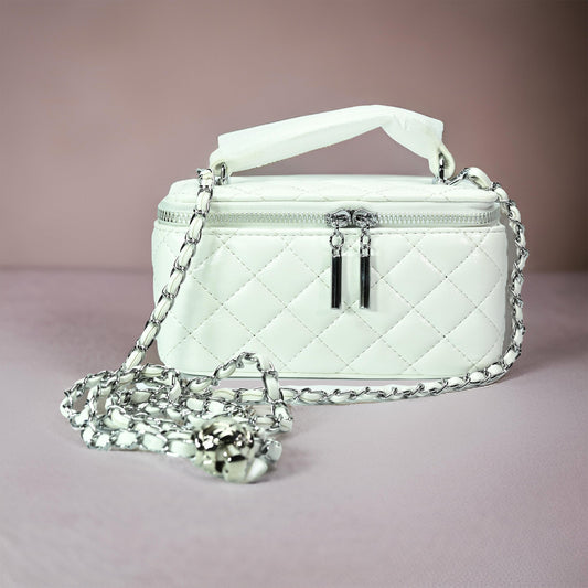 Luxury Mini Box Crossbody Bag - Catskill White